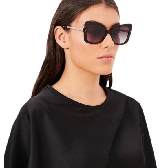 TOM FORD Brown Women Gianna-02 Ft-0609-52t Havana Butterfly Sunglasses - Picture 3 of 4